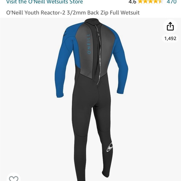O’Neill Youth Reactor-2 3/2mm Back Zip Full Wetsuit. Size 8. - Picture 2 of 15